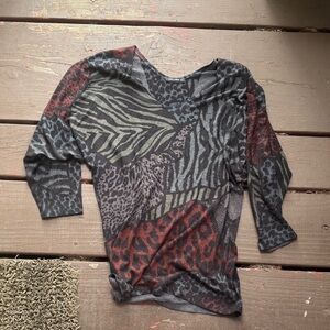 Nally & Millie Multicolor Animal Print Long Sleeve Top